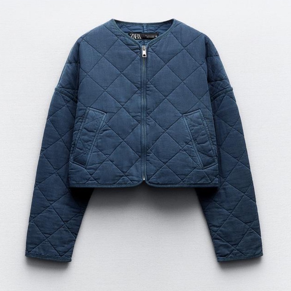 NWOT Zara Navy Quilted Jacket - Picture 2 of 6